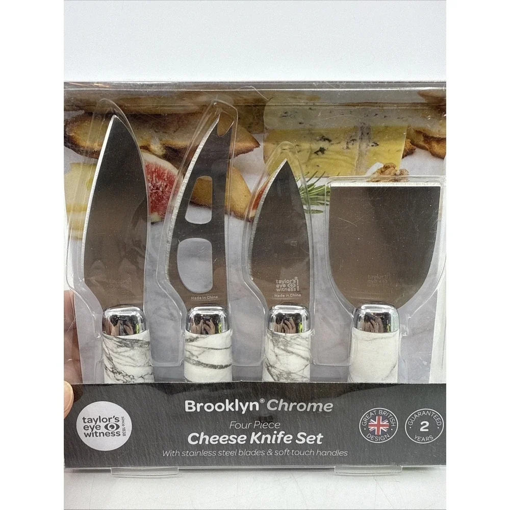 Taylor's Eye Witness BROOKLYN CHROME Four-Piece Cheese Knife Set Marbled‎